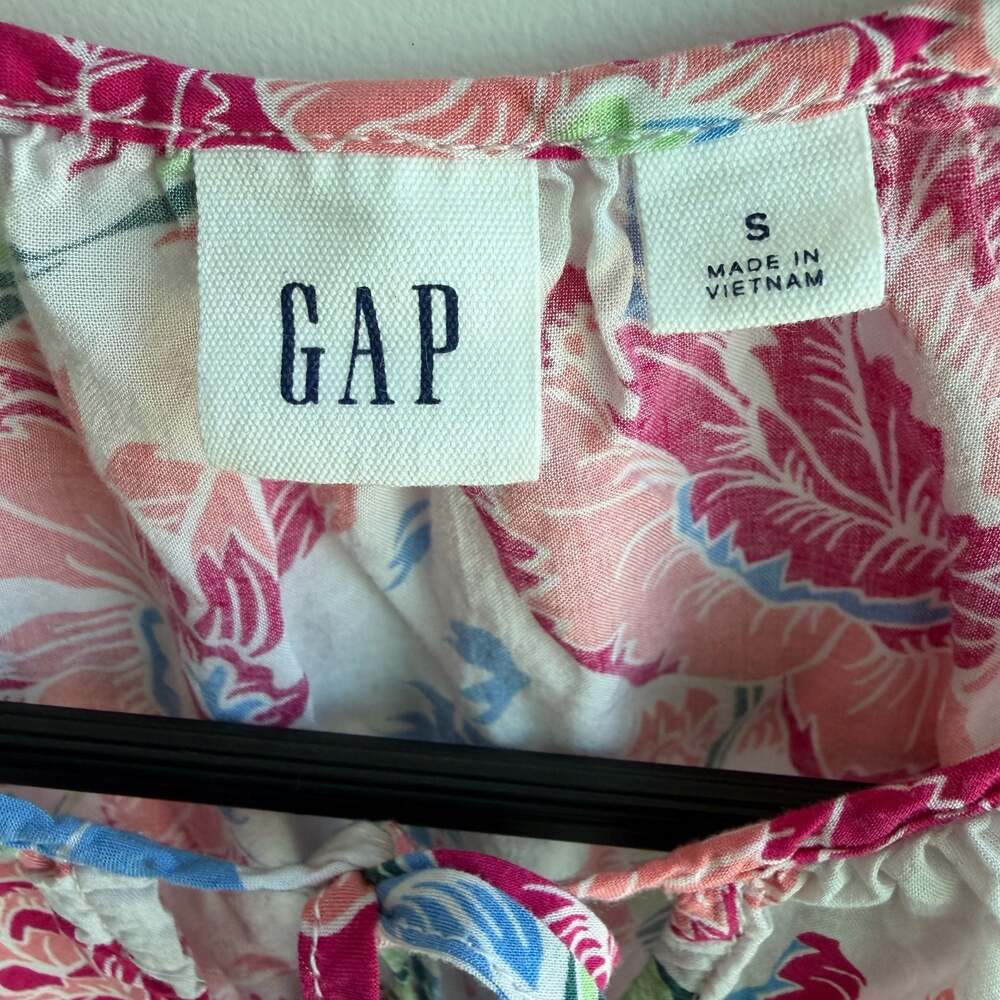 Gap Floral Sleeveless Tie-Neck Blouse Size S - Picture 3 of 3